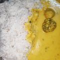 Trisha का कुकस्नैप जब उन्होंने सादा चावल मुगं ओर कड़ी (sada chawal,moong aur kadhi recipe in Hindi) बनाया था।