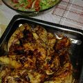 El cooksnap de Silvina Domingues cuando hizo Pechuga de Pollo al Limón y orégano, con papas en crema de leche con ajo porro y pimienta roja.