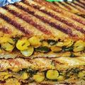 Shuchi Jain's cooksnap of when they made Chole bread sandwich with masala chai and cucumber.