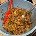 Kari 's cooksnap of when they made Larb Moo / Thai Spicy Minced Pork Salad.