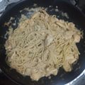 El cooksnap de Miranda cuando hizo "Pasta con salsa bechamel y pollo" UTVCO.