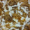 El cooksnap de Yasmin cuando hizo Spaghetti con carne molida.