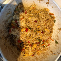 El cooksnap de Xavi cuando hizo Tallarines con pollo y verduras.