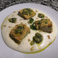 El cooksnap de Javier Pérez cuando hizo Brochetas de salmón al pesto con cremoso de patata.