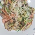 El cooksnap de Ari GG cuando hizo Tallarines de calabacín con salmón ahumado y champiñones.