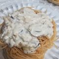 El cooksnap de laura lloret cuando hizo Spaghetti a la crema de champiñones.