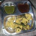 Sadhana Singh's cooksnap of when they made Khaman dhokla.