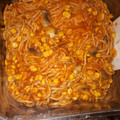 El cooksnap de Mildred Bonifaz cuando hizo Spaghetti rojo con elote.