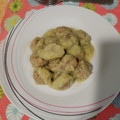 El cooksnap de Fernando y Nuria cuando hizo Albóndigas de bacalao y berenjena en salsa de puerro y apio.