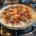 El cooksnap de Cranky I cuando hizo Repollitos de bruselas con salsa blanca, gratinados con salsa se tomate y queso.