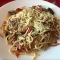 El cooksnap de Jordi Cortiada cuando hizo Espaguetis con jamón y champiñones.