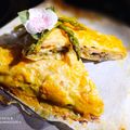 El cooksnap de Zaida TC @alquimiasfood cuando hizo Rollo de hojaldre relleno de ajos tiernos, trigueros y gambas.