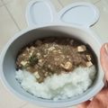 Cooksnap dari Dwinta untuk resep Nasi Tim Saus Hati Ayam Tempe MPASI 9 bulan