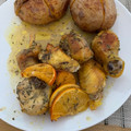 El cooksnap de Carmen Dominguez cuando hizo Pollo al horno con mandarinas.