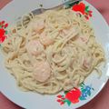 El cooksnap de Miguel A. Acevedo cuando hizo Pasta en salsa Alfredo y camarones.