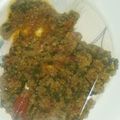 Inaya Khan's cooksnap of when they made Qeema Palak (spinach and mince).