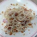 呂's cooksnap of when they made 香腸培根番茄醬義大利麵.