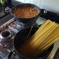 El cooksnap de Adrián Cardinali cuando hizo Fideos con salsa de camarones.