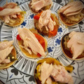El cooksnap de Arianne cuando hizo Blinis de cebolla caramelizada, pimiento del piquillo y filetes de melva.