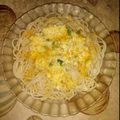 El cooksnap de Florchu cuando hizo Spaghetti + huevos revueltos + verdeo.