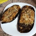 El cooksnap de Raquel cuando hizo Berenjenas rellenas de arroz, atún y queso (en freidora de aire).