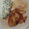 El cooksnap de marysotelo32 cuando hizo Pechuga de pollo con champiñones y salsa de queso y espinacas.