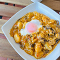 El cooksnap de Noelia Cocinillas cuando hizo Gnocchis con huevos y champiñones en salsa de tomate.