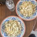 El cooksnap de Tuqa cuando hizo Tallarines con salsa blanca.