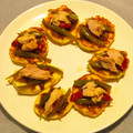 El cooksnap de YOLANDA cuando hizo Blinis de cebolla caramelizada, pimiento del piquillo y filetes de melva.