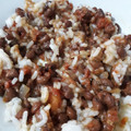 El cooksnap de Raquel Barrios Emategui cuando hizo Porotos colorados con panceta y fideos.