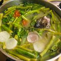 SpottedByD's cooksnap of when they made Salmon & Kang Kong in Tamarind Broth : Filipino Fish Sinigang > Savoury Sour Soup vs Tom Yum.