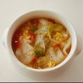 yokoyoko76's cooksnap of when they made 餃子があったら♪レタスと玉子のスープ餃子.