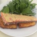 El cooksnap de Lilian Mendez cuando hizo Taco de salmón al Chardonay sobre pave de polenta y rúcula frita.