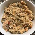 El cooksnap de Giselle Mel cuando hizo Risotto con salmón y camarones.