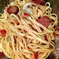 Aimee Yuzon's cooksnap of when they made Tinklee's. Easy Sausage Pasta.