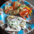 El cooksnap de Juan Antonio Iglesias cuando hizo Lubina al horno con guarnicion.