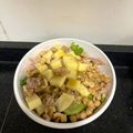 El cooksnap de Manu cuando hizo Ensalada con salmón ahumado, garbanzos, hummus y pipas con vinagreta de miel y mostaza.
