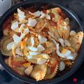 El cooksnap de Laura cuando hizo Raviolis de carne con salsa de tomate y con huevo.