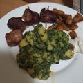 Macskalány Cooksnap-ja, amikor elkészítette a(z) Baconbe tekert harcsafilé, spenótos burgonyával, görögjoghurttal receptet.