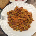 El cooksnap de donkissjote cuando hizo Habas baby salteadas con huevo, jamón y tomate.