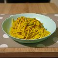 El cooksnap de Miguel APP cuando hizo Spaghetti a la carbonara de calabacín.