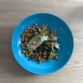 El cooksnap de Daniela Da Silva cuando hizo Bacalao con garbanzos y espinacas en freidora de aire.