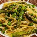 El cooksnap de Fer cuando hizo Pasta integral con espárragos verdes y guisantes.