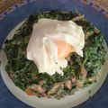El cooksnap de Manu Melero Gutierrez cuando hizo Espinacas a la crema con jamón, champiñones y huevo poché.