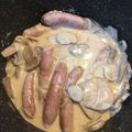El cooksnap de Maria Josefa Dominguez Martin cuando hizo Salchichas con nata para cocinar y champiñones.