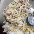 El cooksnap de jucassa cuando hizo Spaguetti con crema de leche y panceta o bacon delicioso!.