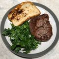 Sebastian's cooksnap of when they made Dry aged sirloin, green salad, horseradish dressing.