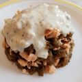 El cooksnap de Alex JC cuando hizo Tartar de berenjena y salmón con salsa de yogur.