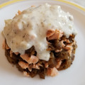 El cooksnap de Alex JC cuando hizo Tartar de berenjena y salmón con salsa de yogur.
