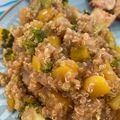 El cooksnap de Daniela Benavides cuando hizo Quinoa con piña y brócoli.